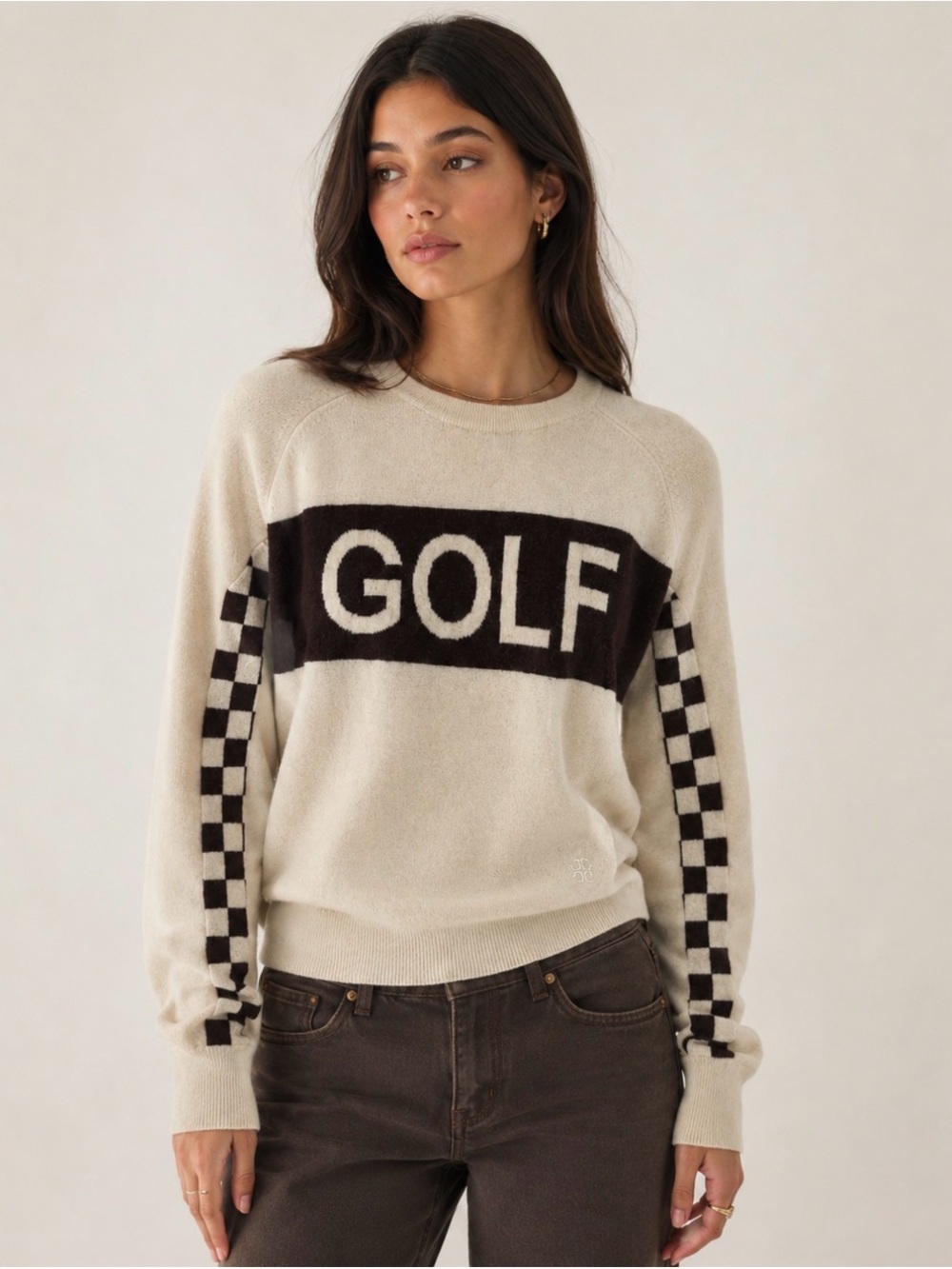 Tory Sport by Tory Burch Performance Cashmere Blend Retro Golf Sweater Cream S